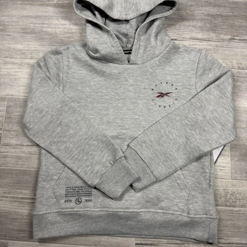 Reebok Kids Size Medium (10-12) Circle Classsic Fleece Heather Gray Sweater New*